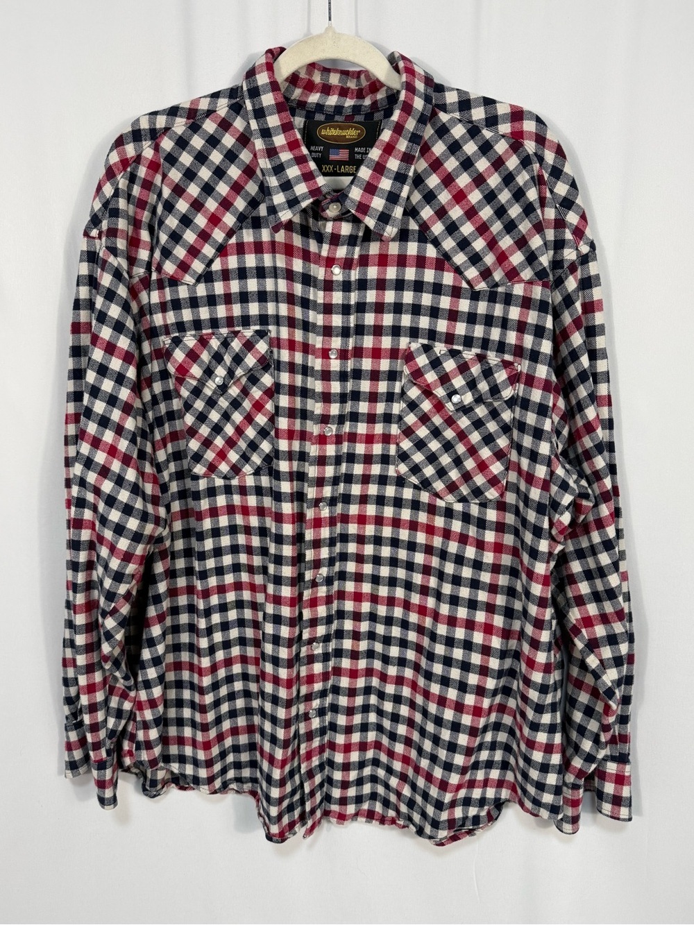 Whiteknuckler Men’s 3XL Plaid Western Pearl Snap Flannel Shirt USA Made